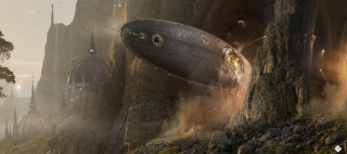 Futuristic city giant ship tall - a futuristic city free wallpaper