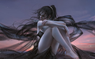 Woman long hair fantasy art - flowing free wallpaper for desktop