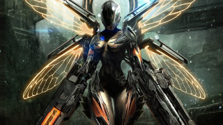 Futuristic woman wings gun night - a futuristic woman free wallpaper