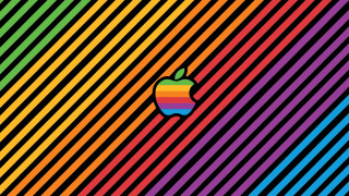 Colorful apple rainbow diagonal pop - a colorful apple logo free wallpaper