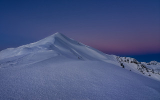 Snowy mountain pink sky night - a matte painting free wallpaper for desktop