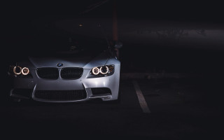 Silver car night parking lights - the headlight free wallpaper
