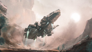 Futuristic space ship mountains clouds - mountainous free wallpaper