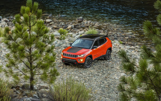 Red jeep rocky river forest - rocky free wallpaper