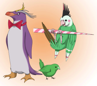 Birds standing stick candy cane - bird free wallpaper
