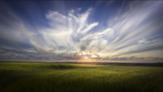 Field sunset light rays cloudy - the cloud free wallpaper
