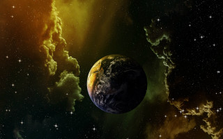 Planet yellow glow stars space - benoit b. mandelbrot free wallpaper for desktop