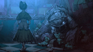 Girl teddy bear robot room - madhouse free wallpaper