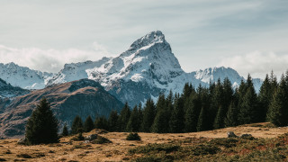 Mountain range trees clouds blue 5 - a mountain range free wallpaper