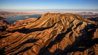 Mountain lake forest sunset clouds 4 - aerial free wallpaper