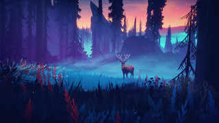 Deer forest night stars moon - volumetric lighting free wallpaper