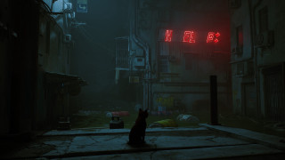 Cat alleyway neon sign cyberpunk - akihiko yoshida free wallpaper for desktop