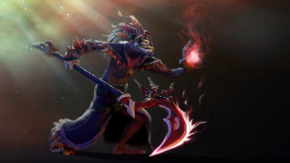 Woman sword demon costume flame - light behind her free wallpaper