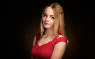 Woman redshirt blonde portrait blueeyes - portrait photography free wallpaper