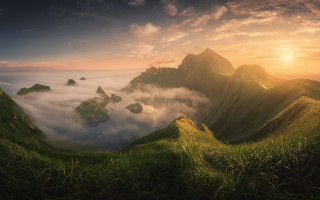 Mountain range red house clouds - filip hodas free wallpaper
