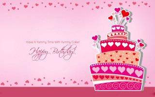 Birthday card cake hearts celebration - a birthday card free wallpaper