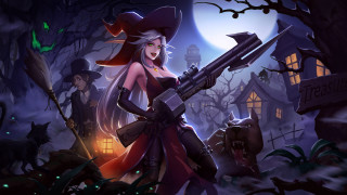 Witch gun graveyard fullmoon fantasy - a full moon in the background free wallpaper