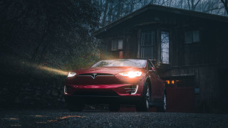 Red car woods night bright - octane free wallpaper