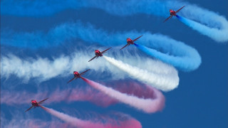 Airplanes formation colored smoke sky 3 - colored free wallpaper