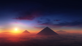 Giza pyramids sunset clouds volumetric - the cloud free wallpaper