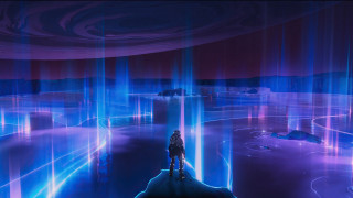 Futuristic man snow giant blue - scene free wallpaper