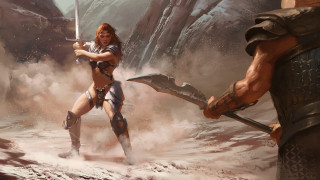 Woman bikini sword desert fantasy - chris rahn free wallpaper