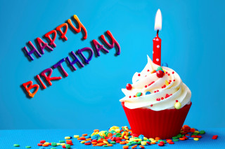 Cupcake candle sprinkles confetti blue - a cupcake free wallpaper