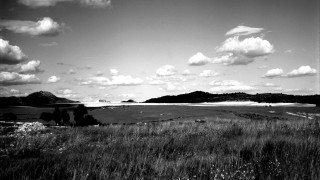 Black white field mountains clouds - ansel adams free wallpaper