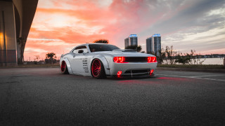 White car sunset cityscape 3d - rim free wallpaper