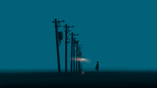 Person telephone poles streetlight minimalism - edward hopper and james gilleard free wallpaper
