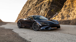 Black sports car mountain cliff - side profile free wallpaper