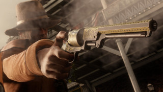 Man hat gun steam photorealism - his right hand free wallpaper
