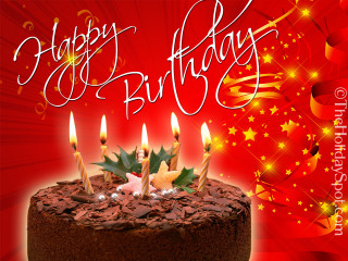 Birthday cake lit candles red - a happy birthday free wallpaper