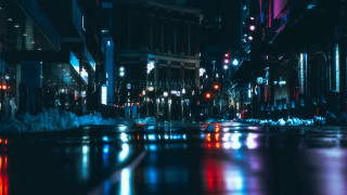 City street night glowing lights - elsa bleda free wallpaper
