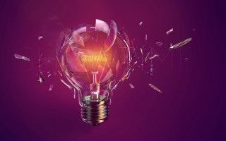 Lightbulb brokenglass shine kineticart 3Drender - affinity photo free wallpaper