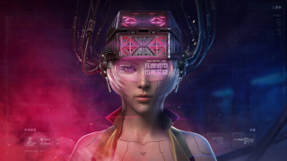 Futuristic woman headpiece cyberpunk aurora - free cyberpunk wallpaper