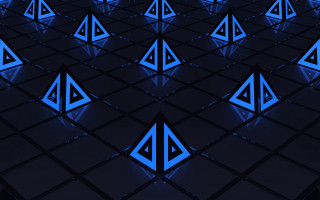 Blue triangles pattern black background - c4d free wallpaper
