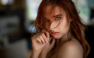 Redhair woman portrait hand face - red hair free wallpaper for desktop