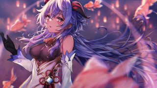 Long purple hair hat aya - dark background free wallpaper