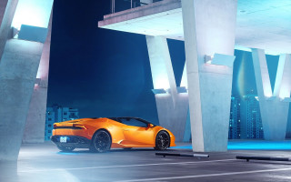 Orange sports car night city - a orange sports car free wallpaper