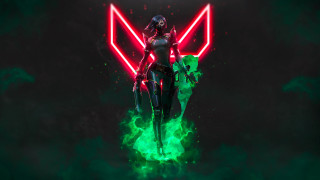 Futuristic woman neon wings cyberpunk - her back free wallpaper