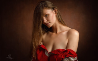 Woman red dress portrait blonde 4 - claire dalby free wallpaper for desktop