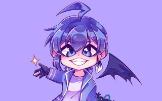 Cartoon character bat shoulder purple - bian shoumin free wallpaper