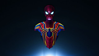 Spiderman statue lit dark bright - de stijl free wallpaper