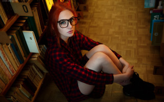 Eszter mattioni red hair glasses - book free wallpaper