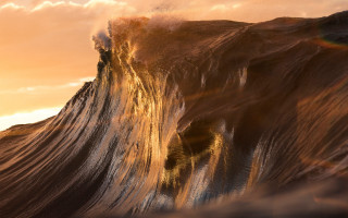 Wave mountain ocean sunset colorful - winning free wallpaper for desktop