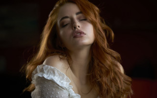Elina karimova redhair whitedress portrait - preraphaelitism free wallpaper