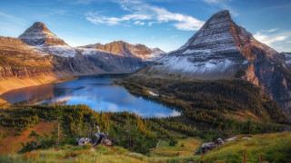 Mountain lake snow forest sky - the mountain free wallpaper