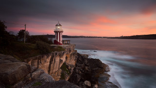 Lighthouse cliff ocean sunset pink 5 - sunset free wallpaper