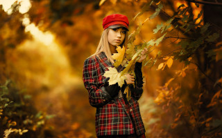 Woman leaf forest red hat - artur tarnowski free wallpaper